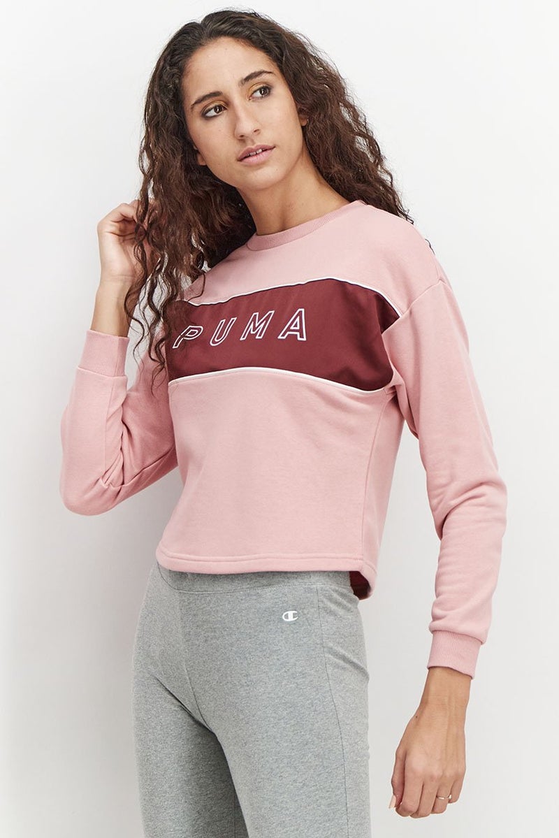 PUMA سويت شيرت ساتان بقلنسوة للنساء، لون وردي زفاف - Image 4